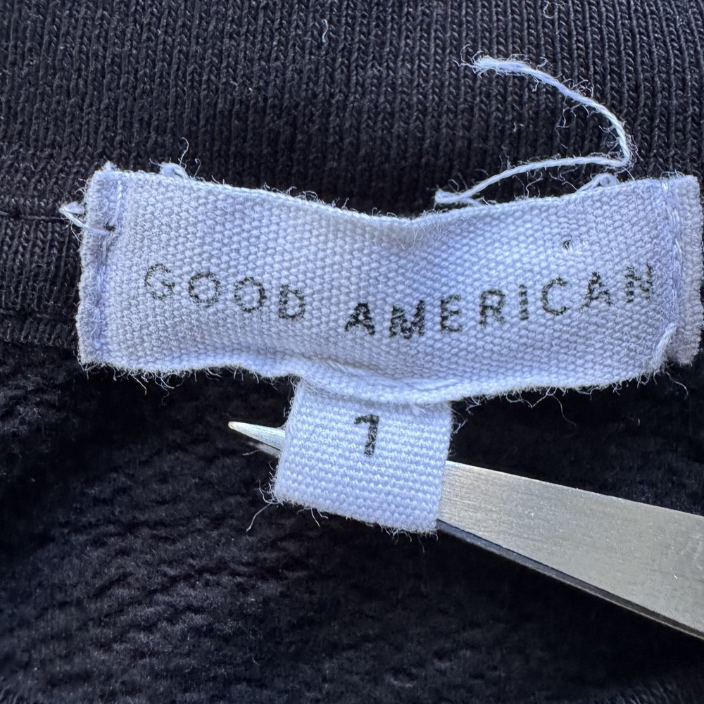 GOOD AMERICAN "So Good" Pullover Sweatshirt Womens 1/Small Black Heavyweight - Picture 4 of 11